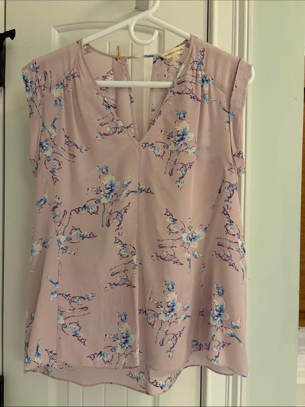 Rebecca Taylor Pink Floral V-Neck Sleeveless Camisole